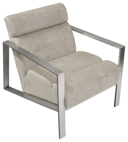 La Brea Accent Chair in Champagne Fabric with Brushed Stainless Steel Frame By Diamond Sofa
