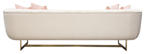 Venus Cream Fabric Sofa With Contrasting Pillows and Gold Finished Metal Base By Diamond Sofa