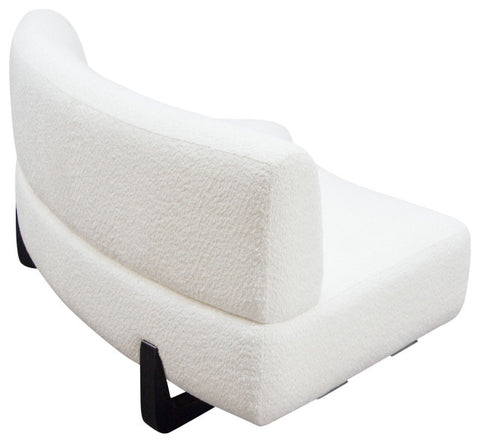 Vesper Curved Armless Sofa, Faux White Shearling, Black Wood Leg Base By Diamond Sofa