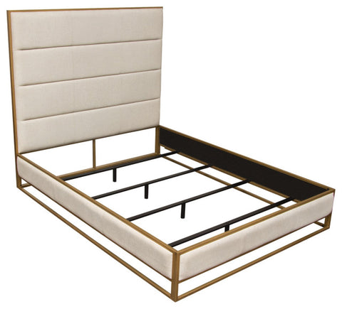 Empire Queen Bed With Gold Metal Frame, Sand Fabric By Diamond Sofa