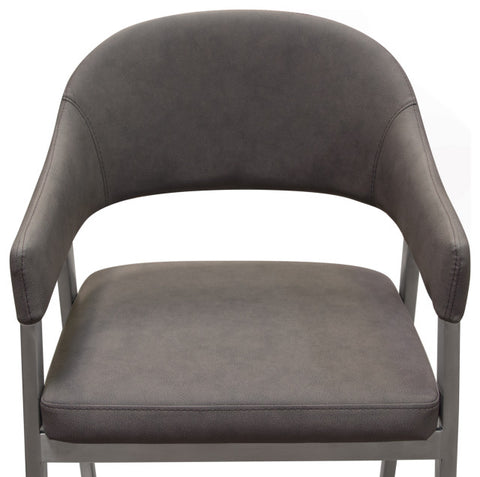 Set of Two Counter Height Chairs, Grey Leatherette With Brushed Steel Leg By Diamond Sofa