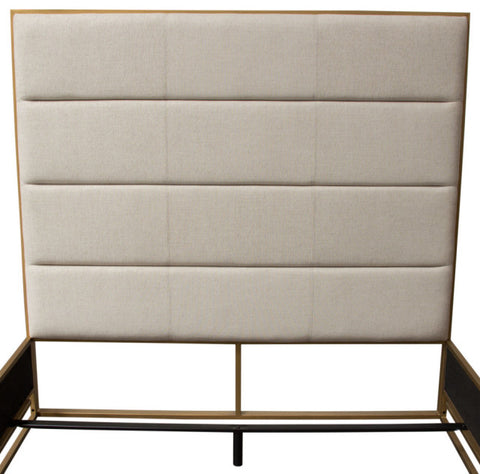 Empire Eastern King Bed, Sand Fabric With Hand brushed Gold Metal Frame By Diamond Sofa