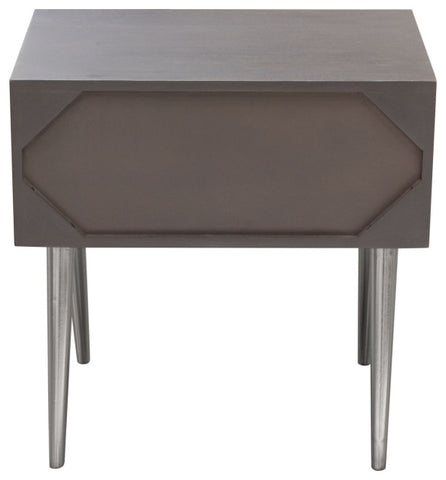 Solid Mango Wood 1-Drawer Accent Table, Smoke Gray Finish With Nickel Legs By Diamond Sofa