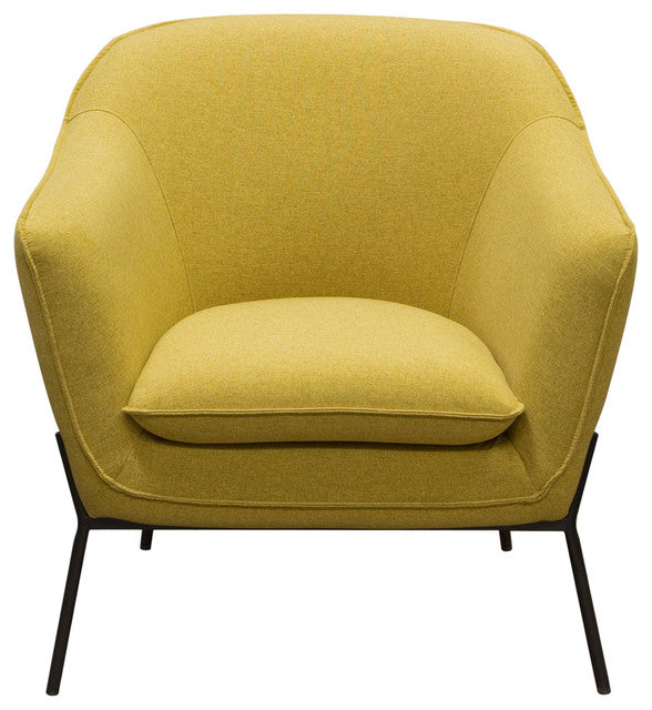 Status Accent Chair, Yellow Fabric With Metal Leg By Diamond Sofa