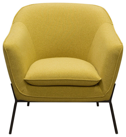 Status Accent Chair, Yellow Fabric With Metal Leg By Diamond Sofa