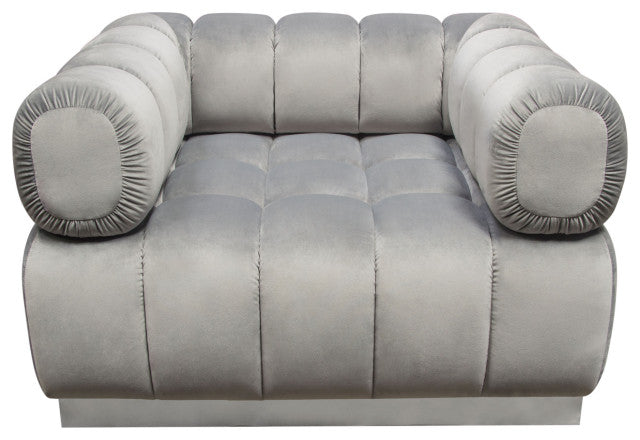 Image Low Profile Chair in Platinum Grey Velvet Brushed Silver Base By Diamond Sofa