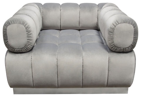 Image Low Profile Chair in Platinum Grey Velvet Brushed Silver Base By Diamond Sofa