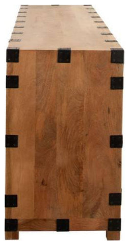 Oxford Solid Mango Wood 4-Door Sideboard in Oak Finish By Diamond Sofa