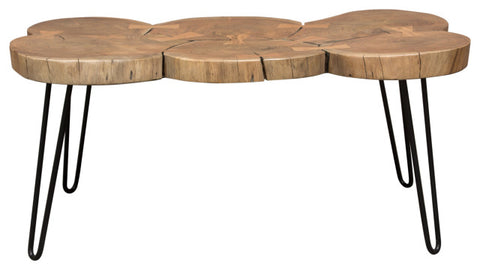 Joss Natural Acacia Live Edge Rectangle Cocktail Table Black Hairpin Legs By Diamond Sofa