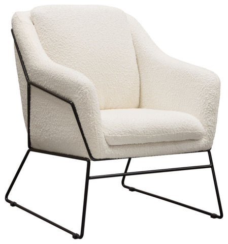Bryce Accent Chair, Ivory Boucle wrapped, Black Powder Coated Metal Frame By Diamond Sofa