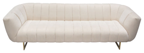 Venus Cream Fabric Sofa With Contrasting Pillows and Gold Finished Metal Base By Diamond Sofa