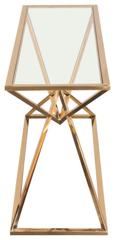 Aria Square Console Table With Metal Base, Gold By Diamond Sofa