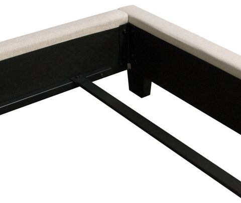 Madison Ave Tufted Wing Eastern King Bed, Sand Button Tufted Fabric By Diamond Sofa