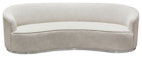 Raven Sofa in Light Cream Fabric w/ Brushed Silver Accent Trim By Diamond Sofa