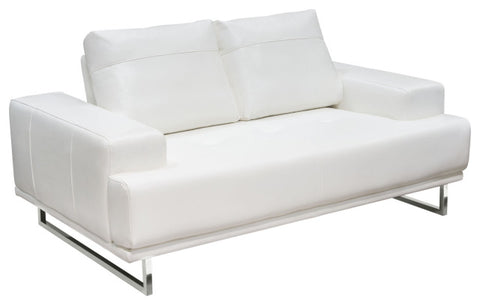Russo Loveseat Adjustable Seat Backs in White Air Leather By Diamond Sofa