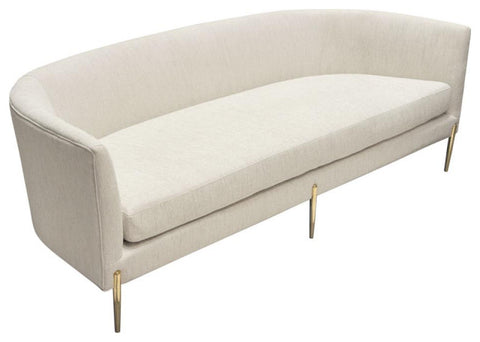 Lane Sofa in Light Cream Fabric with Gold Metal Legs By Diamond Sofa