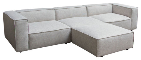 Vice 4PC Modular Sectional in Barley Fabric with Ottoman By Diamond Sofa