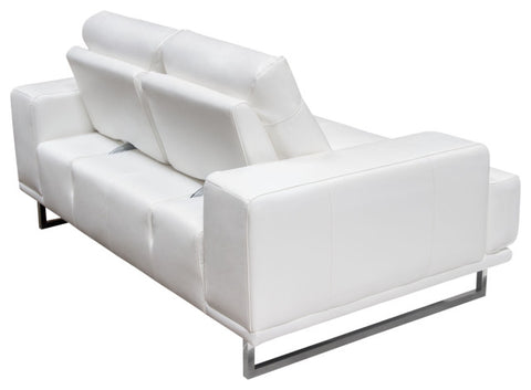 Russo Loveseat Adjustable Seat Backs in White Air Leather By Diamond Sofa