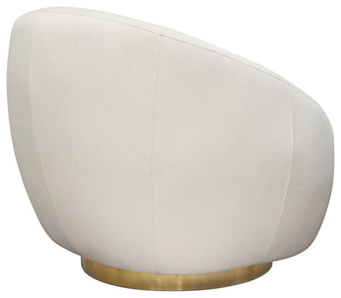 Celine Swivel Accent Chair, Light Cream Velvet With Brushed Gold Accent Band By Diamond Sofa