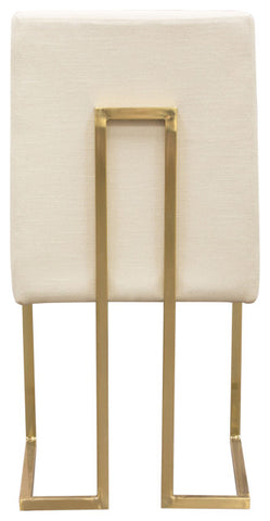 Set of 2 Skyline Dining Chairs, Cream Fabric With Polished Gold Metal Frame By Diamond Sofa
