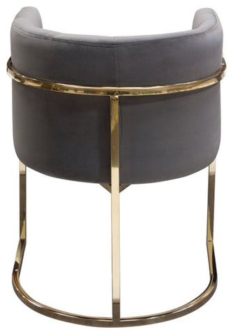 Pandora Dining Chair in Grey Velvet with Polished Gold Frame By Diamond Sofa