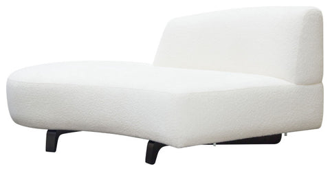 Vesper Curved Armless Left Chaise, Faux White Shearling, Black Wood Leg Base By Diamond Sofa