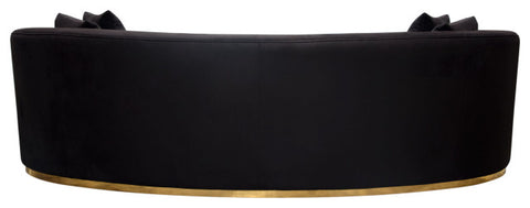 Raven Sofa in Black Suede Velvet Brushed Gold Accent Trim By Diamond Sofa