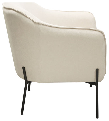 Status Accent Chair, Cream Fabric With Black Powder Coated Metal Leg By Diamond Sofa