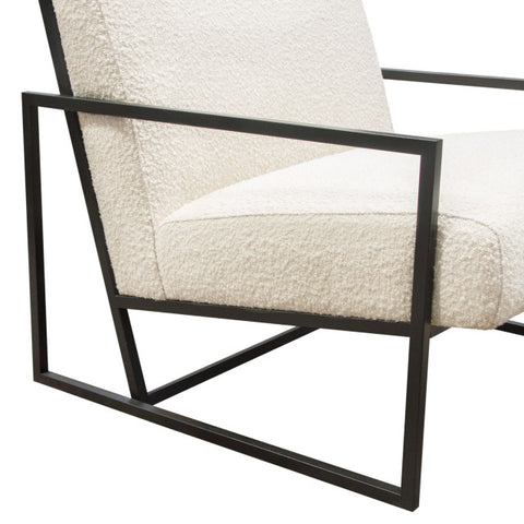Luxe Accent Chair in Bone Boucle Textured Fabric with Black Powder Coat Frame By Diamond Sofa