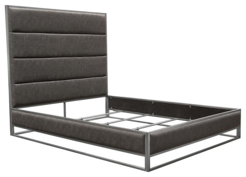 Empire Eastern King Bed, Gray PU With Hand Brushed Silver Metal Frame By Diamond Sofa