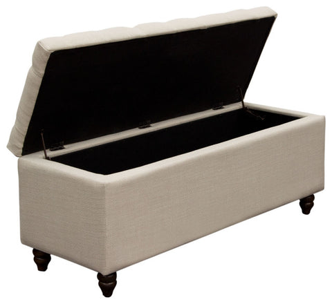 Park Ave Tufted Lift-Top Storage Trunk - Desert Sand Linen By Diamond Sofa