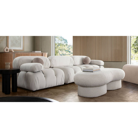 Wave Curved Accent Bench in Ivory Boucle Fabric By Diamond Sofa