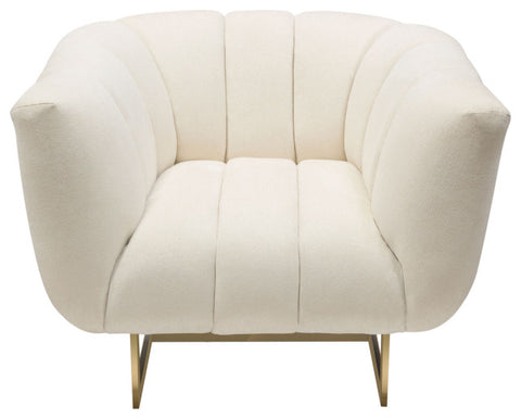 Venus Cream Fabric Chair Contrasting Pillows & Gold Finished Metal Base By Diamond Sofa