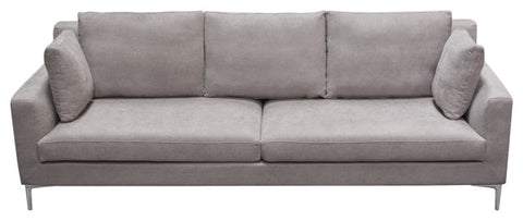Seattle Loose Back Sofa in Grey Polyester Fabric Polished Silver Metal Leg By Diamond Sofa