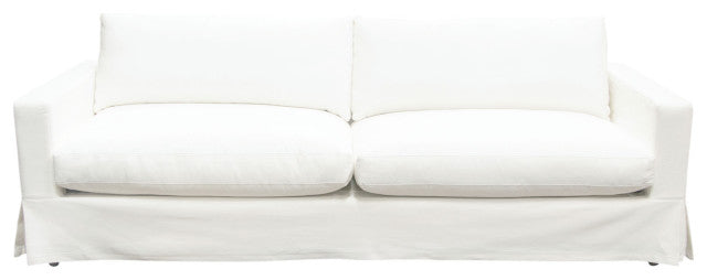 Savannah Slip-Cover Sofa in White Natural Linen By Diamond Sofa