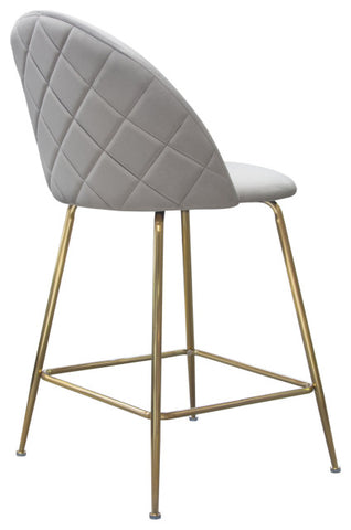 Lilly Set of 2 Counter Height Chairs, Gray Velvet With Brushed Gold Metal Legs By Diamond Sofa