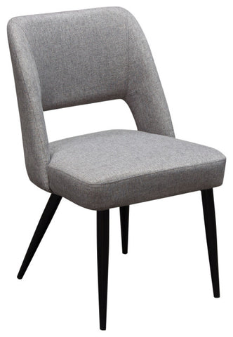 Set of (2) Reveal Dining Chairs in Grey Fabric w/ Black Powder Coat Metal Leg By Diamond Sofa