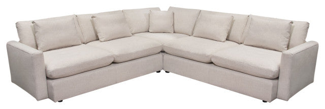 Arcadia 3PC Corner Sectional Feather Down Seating in Cream Fabric By Diamond Sofa