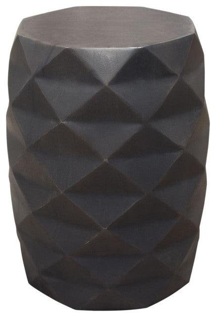 Fig Solid Mango Wood Accent Table in Grey Finish w/ Geometric Motif By Diamond Sofa