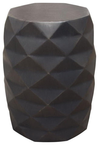 Fig Solid Mango Wood Accent Table in Grey Finish w/ Geometric Motif By Diamond Sofa