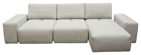 Jazz Modular 3 Seater Chaise Sectional With Adjustable Backrest, Light Brown By Diamond Sofa