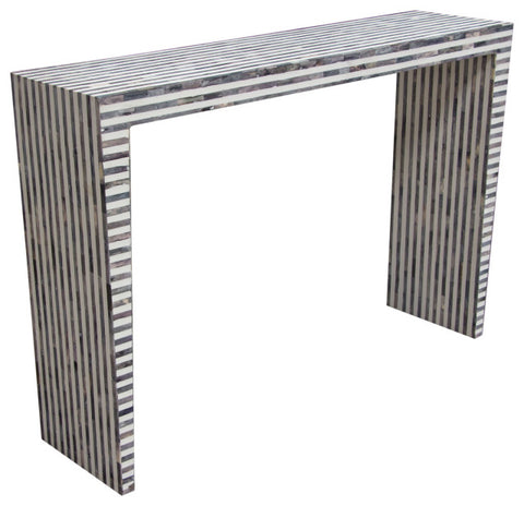 Mosaic Console Table With Bone Inlay, Linear Pattern By Diamond Sofa