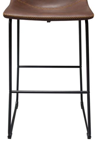 Theo Set of 2 Bar Height Chairs, Chocolate Leatherette With Black Metal Base By Diamond Sofa