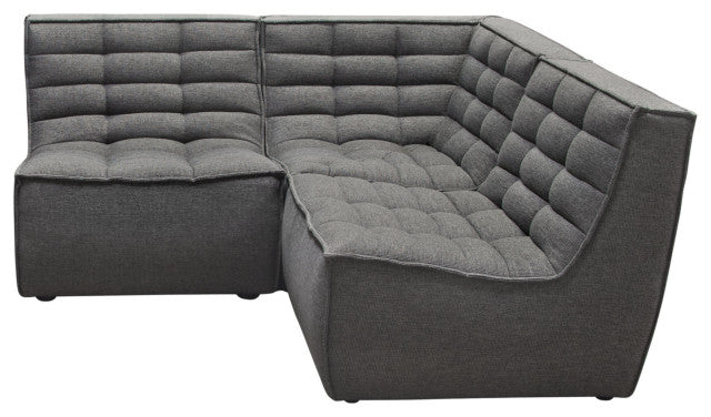 Marshall 3PC Corner Modular Sectional Scooped Seat in Grey Fabric By Diamond Sofa
