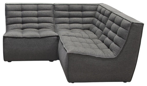Marshall 3PC Corner Modular Sectional Scooped Seat in Grey Fabric By Diamond Sofa