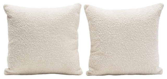 Set of (2) 16 Square Accent Pillows in Bone Boucle Textured Fabric by By Diamond Sofa