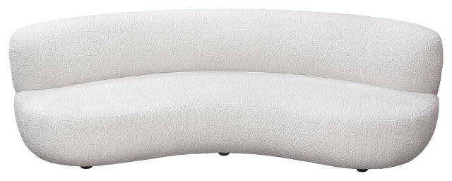 Simone Curved Sofa, White Faux Sheepskin Fabric By Diamond Sofa