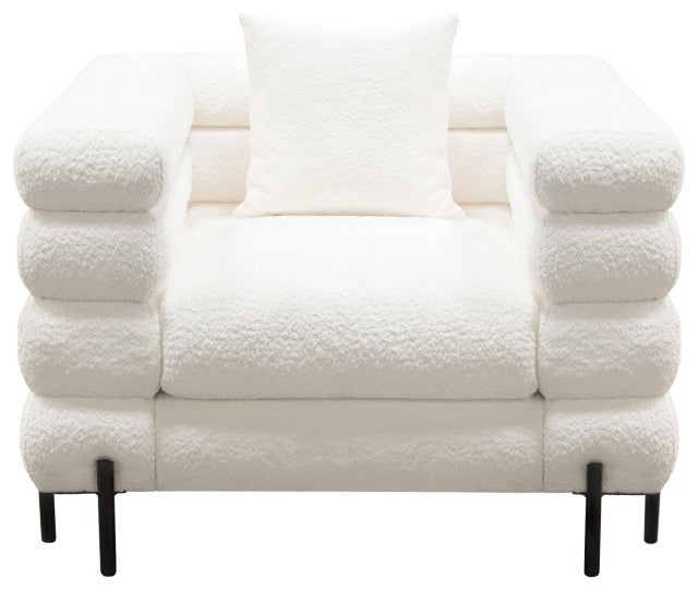 Vox Chair, Faux White Shearling, Black Powder Metal Legs By Diamond Sofa