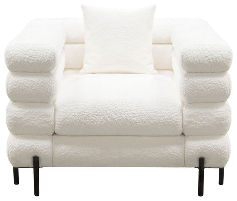 Vox Chair, Faux White Shearling, Black Powder Metal Legs By Diamond Sofa