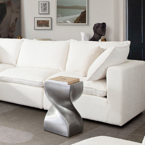 Spire Square Accent Table in Casted Aluminum in Nickel Finish By Diamond Sofa